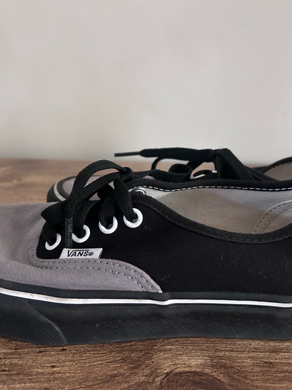 Vans Authentic Black and Gray Color-block Low-Top Canvas Sneakers